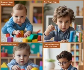 picture collage for jean piaget theory of cognitive development
